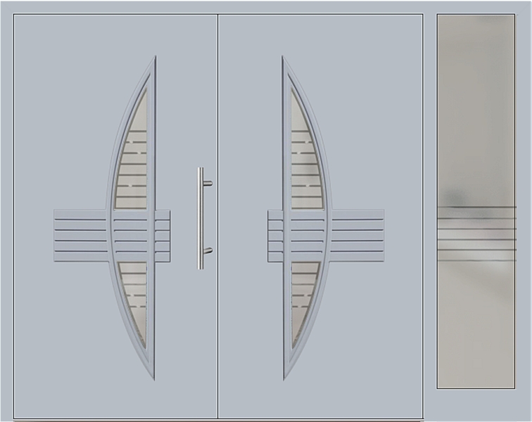 Kunststoff Haustür 50-60 silbergrau zweiflügelig Seitenteil rechts