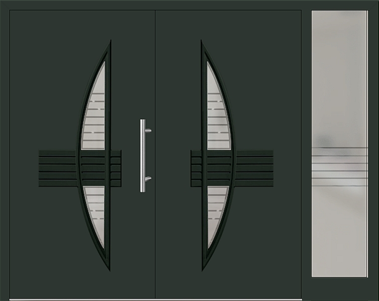 Kunststoff Haustür 50-60 tannengrün zweiflügelig Seitenteil rechts