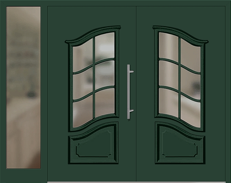 Kunststoff Haustür 6451-15 moosgrün zweiflügelig Seitenteil links
