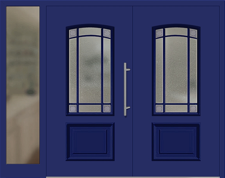 Kunststoff Haustür 6456-15 ultramarinblau zweiflügelig Seitenteil links