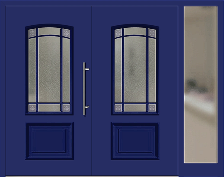 Kunststoff Haustür 6456-15 ultramarinblau zweiflügelig Seitenteil rechts