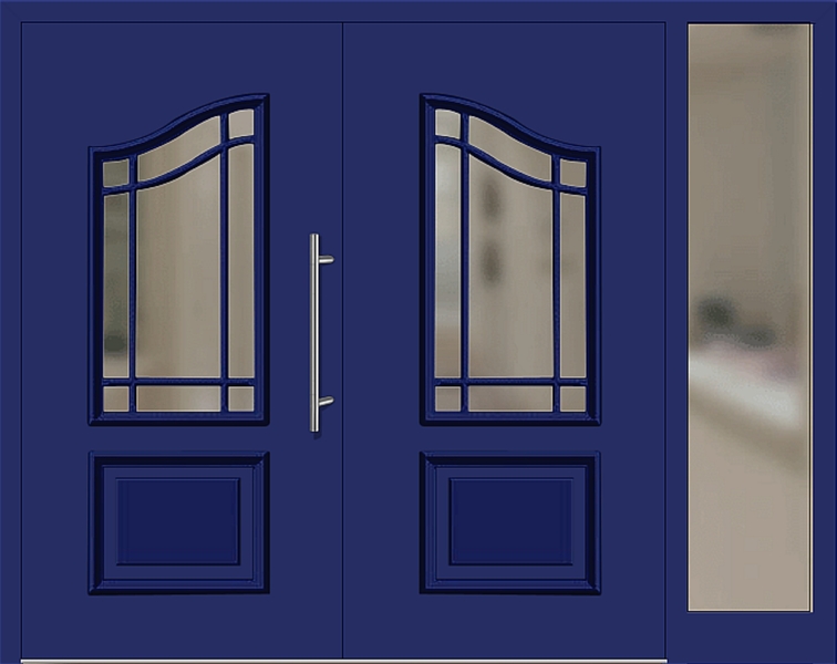 Kunststoff Haustür 6457-15 ultramarinblau zweiflügelig Seitenteil rechts