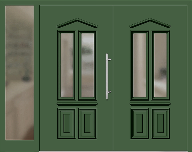 Kunststoff Haustür 6460-10 laubgrün zweiflügelig Seitenteil links
