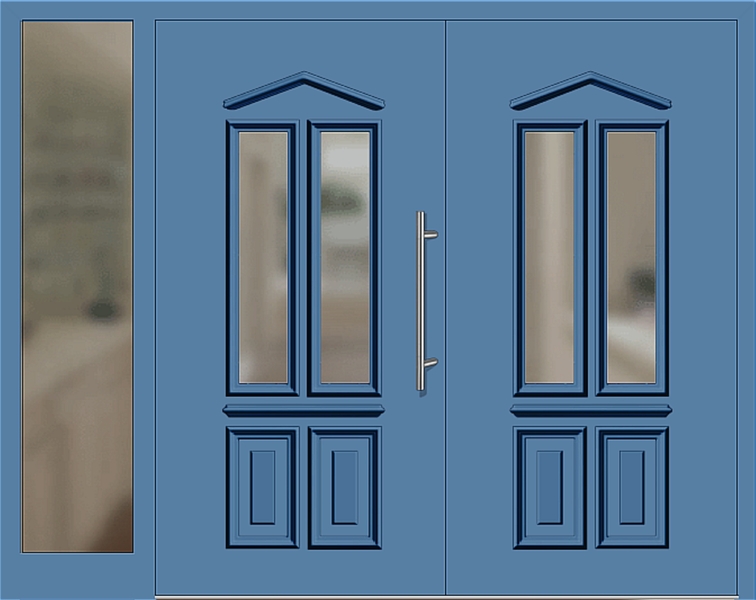 Kunststoff Haustür 6460-10 lichtblau zweiflügelig Seitenteil links