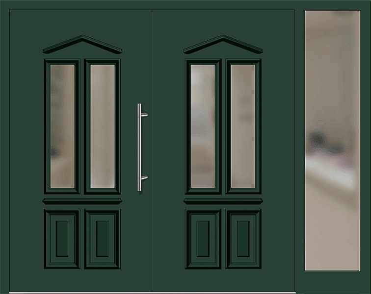 Kunststoff Haustür 6460-10 moosgrün zweiflügelig Seitenteil rechts
