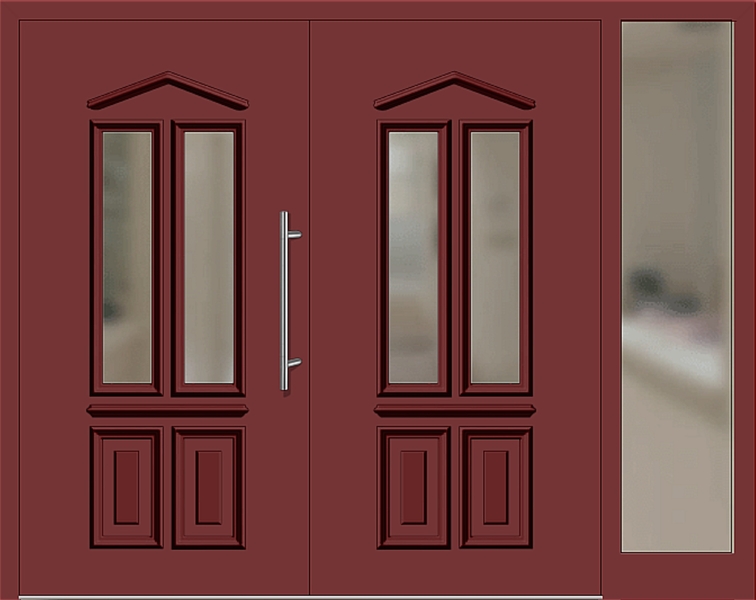 Kunststoff Haustür 6460-10 rubinrot zweiflügelig Seitenteil rechts