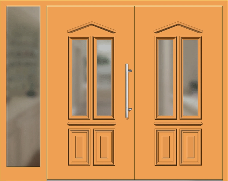 Kunststoff Haustür 6460-10 safrangelb zweiflügelig Seitenteil links