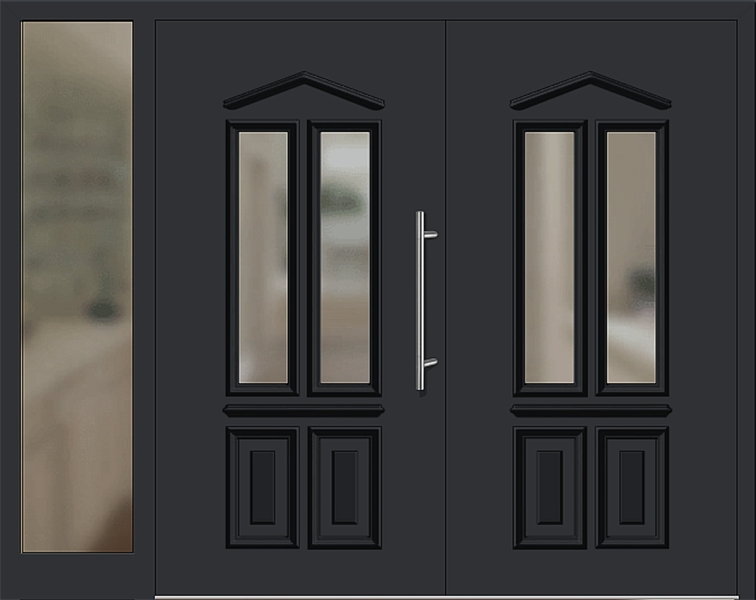 Kunststoff Haustür 6460-10 schwarz zweiflügelig Seitenteil links