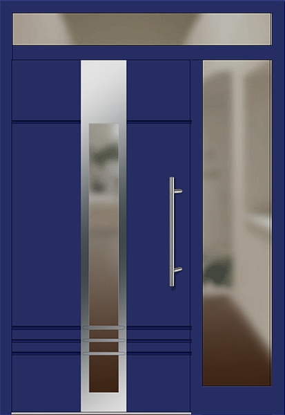 Kunststoff Haustür 6469-79 ultramarinblau Seitenteil rechts Oberlicht