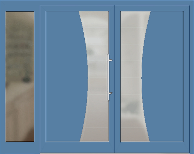 Kunststoff Haustür 6516-50 lichtblau zweiflügelig Seitenteil links