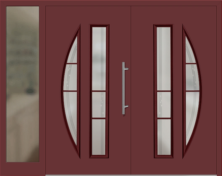 Kunststoff Haustür 6525-65 braunrot zweiflügelig Seitenteil links