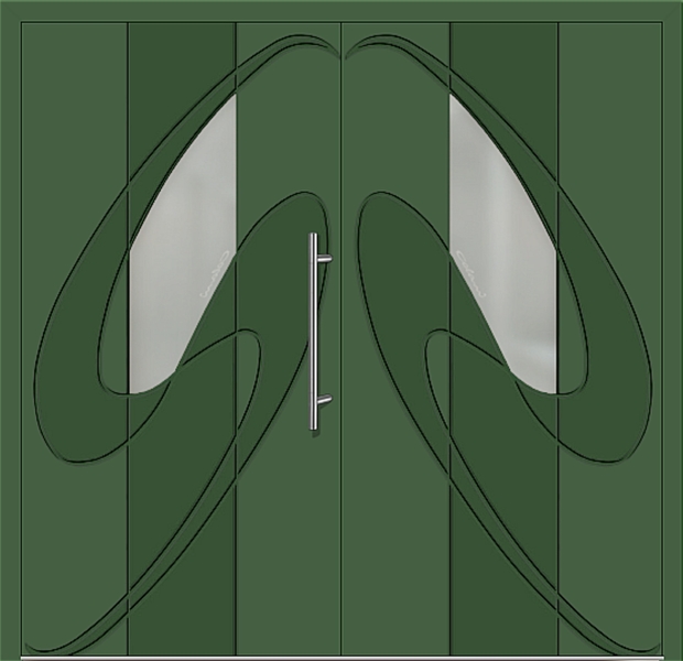 Kunststoff Haustür 6995-41 laubgrün zweiflügelig