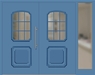 Kunststoff Haustür 201-15 lichtblau zweiflügelig Seitenteil rechts