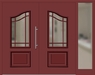 Kunststoff Haustür 6457-15 rubinrot zweiflügelig Seitenteil rechts