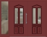 Kunststoff Haustür 6460-10 rubinrot zweiflügelig Seitenteil links