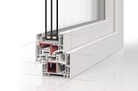 PaXabsolut 4 Fenster Musterecke mit Konstruktionslinien angedeutet. Runde Glasleiste.