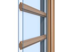 Querschnitt von Helima Sprossen im Glaszwischenraum an einem Holzfenster