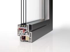 Profilquerschnitt Kunststoff-Aluminium-Fenster PaXabsolut4 Therm Alublend flächenbündig