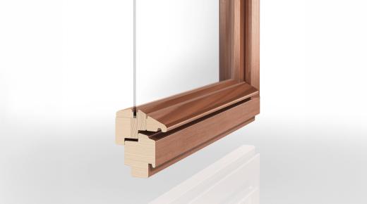 Holz-Fenster-Profil PaXsimplex45 mit einfacher Verglasung und Wetterschenkel