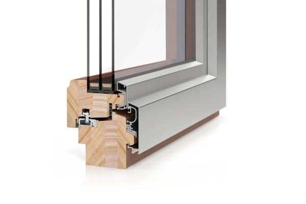 Holz-Aluminium-Fenster Profil PaXoptima 92 flächenversetzt mit 3-fach Verglasung