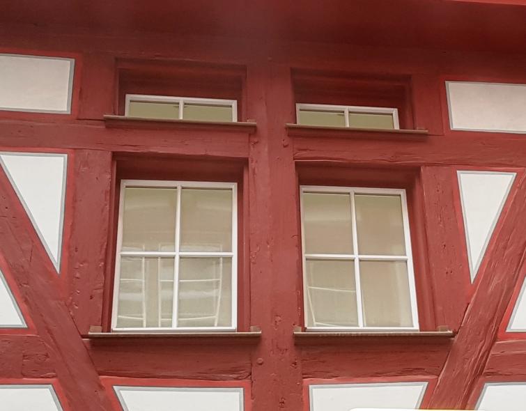 Ausgezeichnete Sanierung eines Fachwerkhauses mit PaXretro58 aus Kiefer in Ulm Nahaufnahme