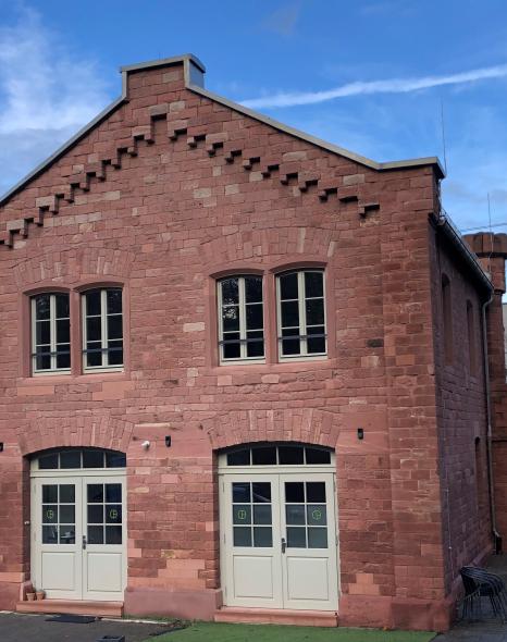 Zweiflüglige Holz-Haustür mit Lichtausschnitt in Mainz