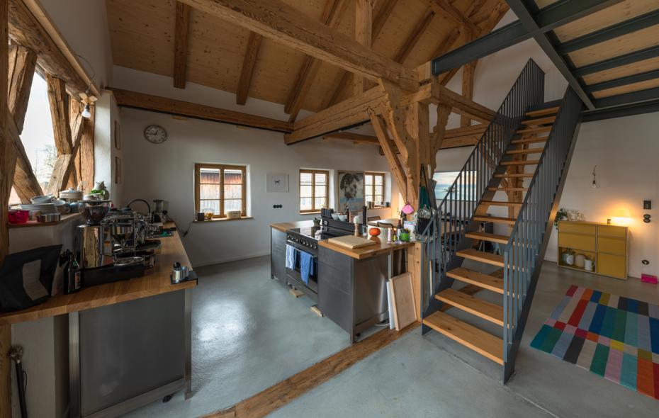 PaXretro68 bei Sanierung eines historischen Einfirsthofes in Antdorf Küche