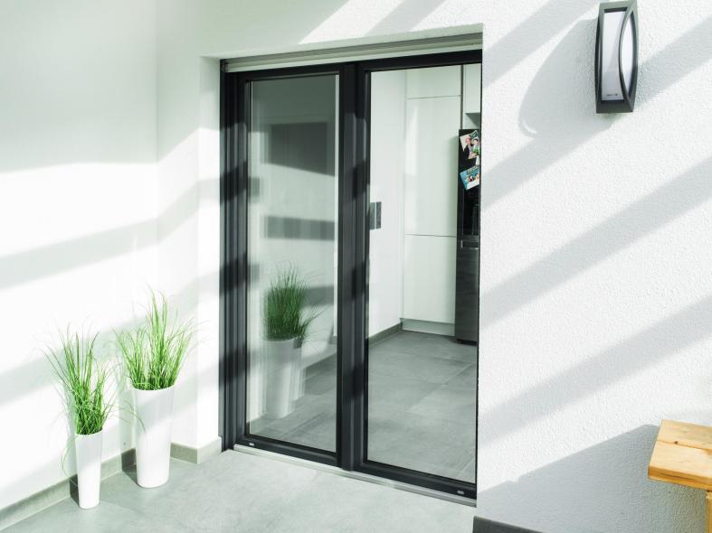 Zweiflügelige Balkontür mit anthrazit Folierung